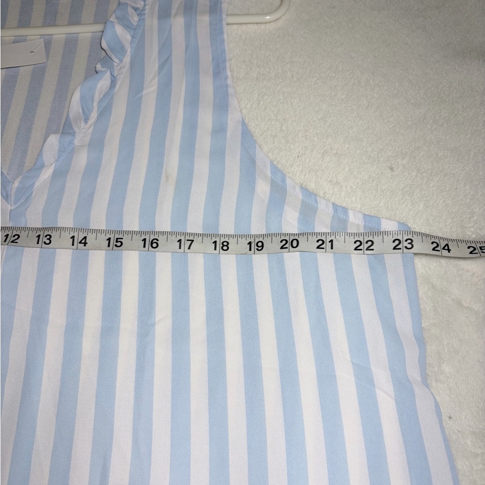 New LOFT Ruffled V-Neck Striped Tank Blouse Sz XL - Picture 6 of 7